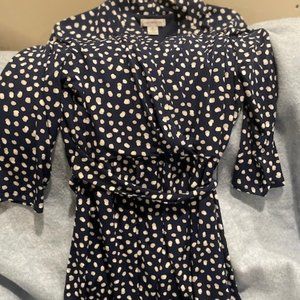 Navy blue polka-dotted dress